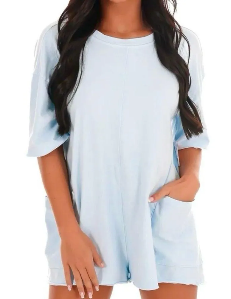 FP Movement by Free People Boardwalk Blue Hot Shot Tee Romper Size Medium NWT! - Image 5