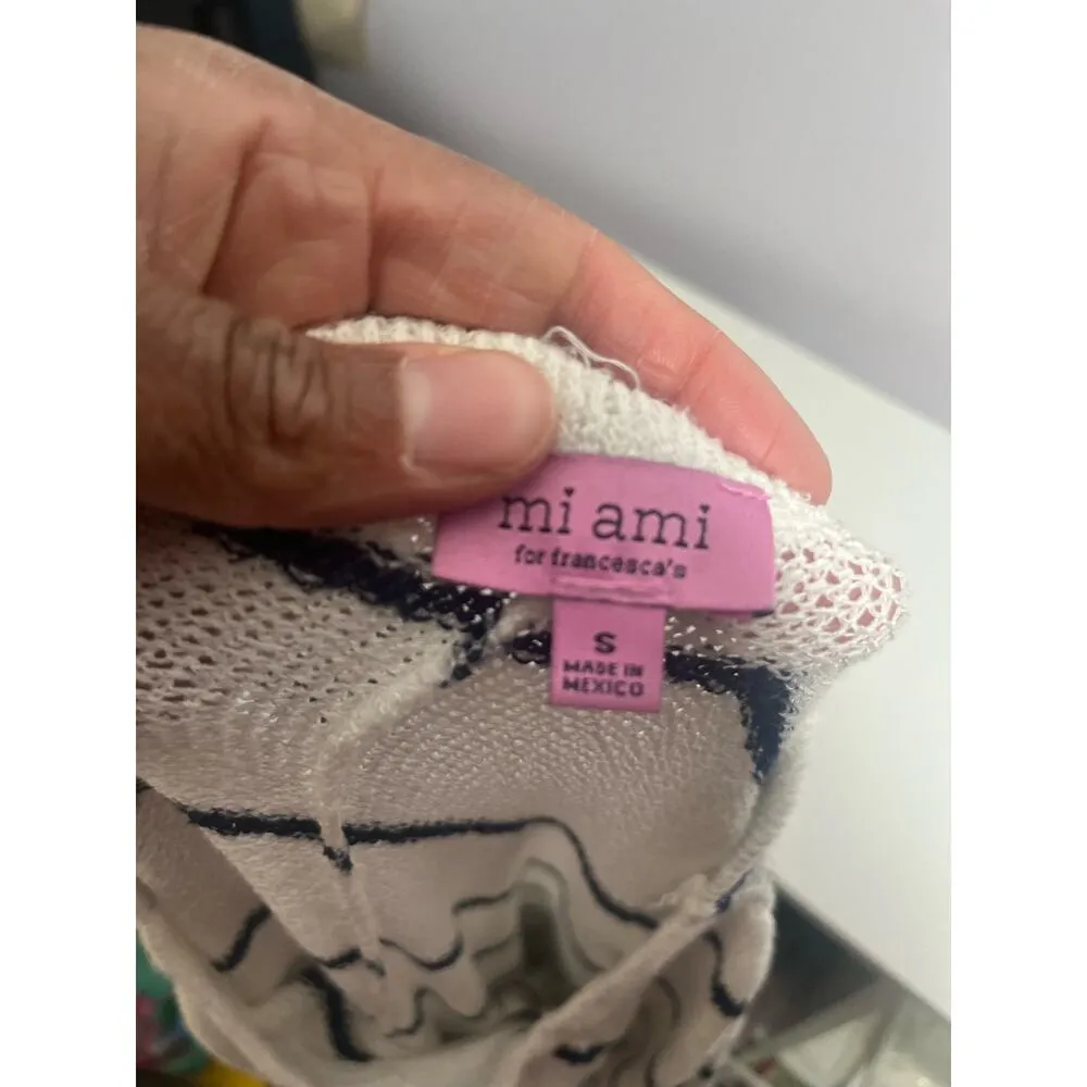 Mi Ami for Francesa Oversized Striped Boat Neck Sweater size Small White - Image 5