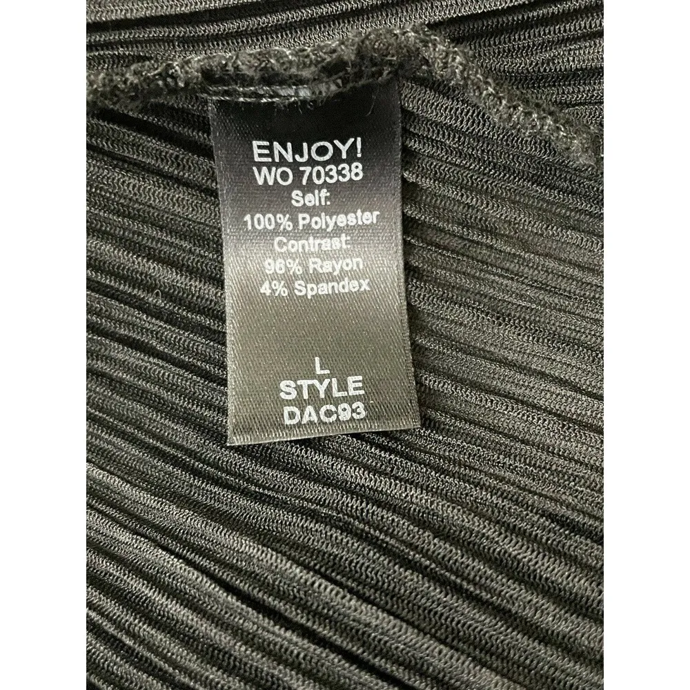 Michael Stars Women's Size Large Black Frilly Sheer Top Micro Pleats Ruffles - Image 9