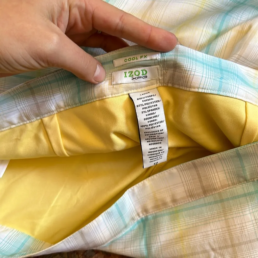 IZOD XFG COOL FX BLUE & YELLOW PLAID PLEATED HEM GOLF SKIRT SKORT - Image 2