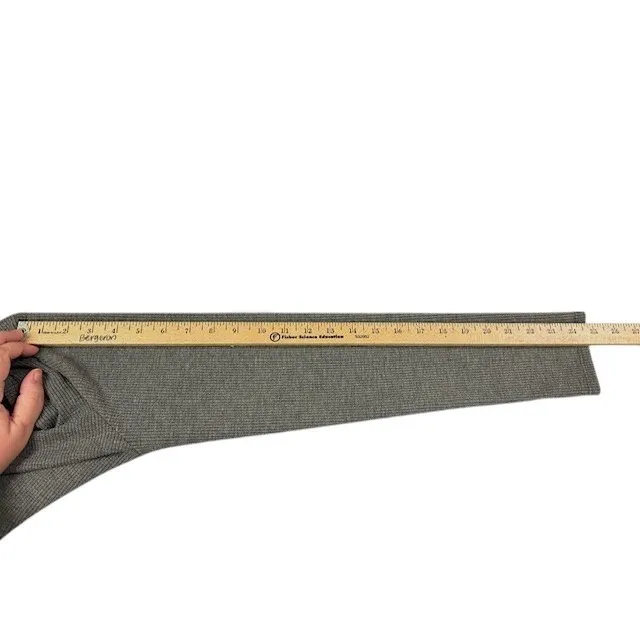 Gray Knit Midi Dress L Long Sleeve Ribbed Button Front Soft Goth Minimalist Cozy - Image 12