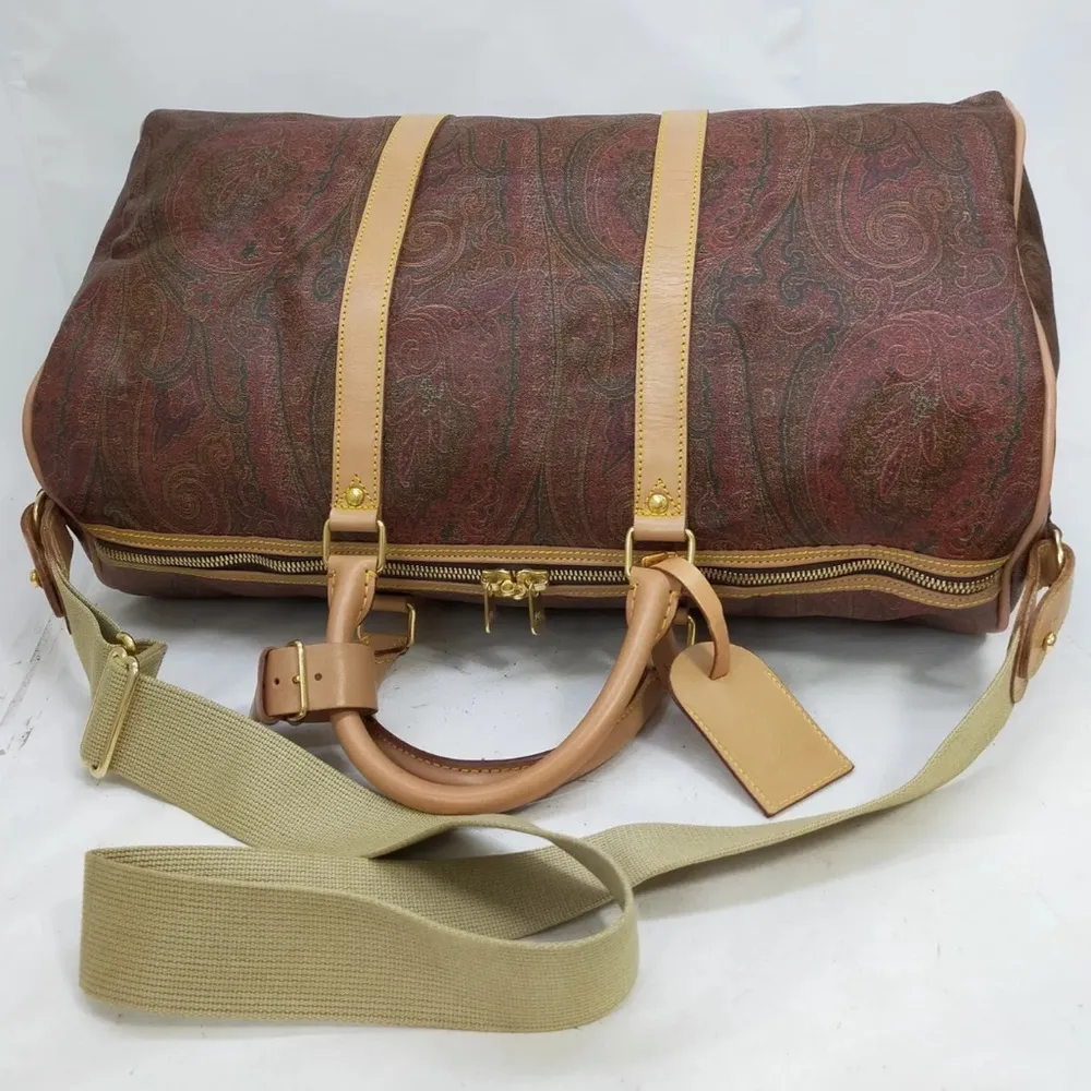 ETRO Milano Red Paisley Boston Weekend Bag With Carry Strap 50 cm - Image 3