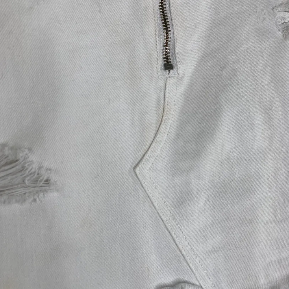 Sanctuary White Denim Frayed Zipper Detail Mini Jean Skirt Women's Size 24 - Image 4