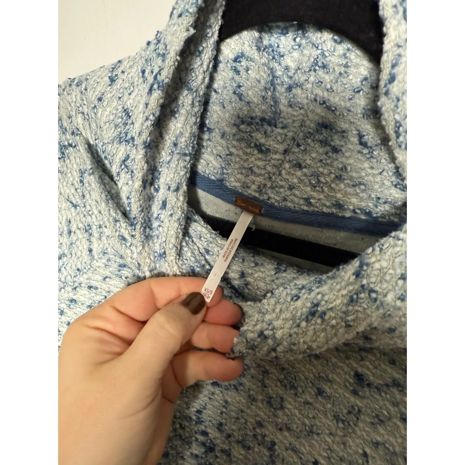 Free People BFF Cowl Neck Blue Knit Oversized Chunky Flowy Sweater Women's XS/S - Image 4