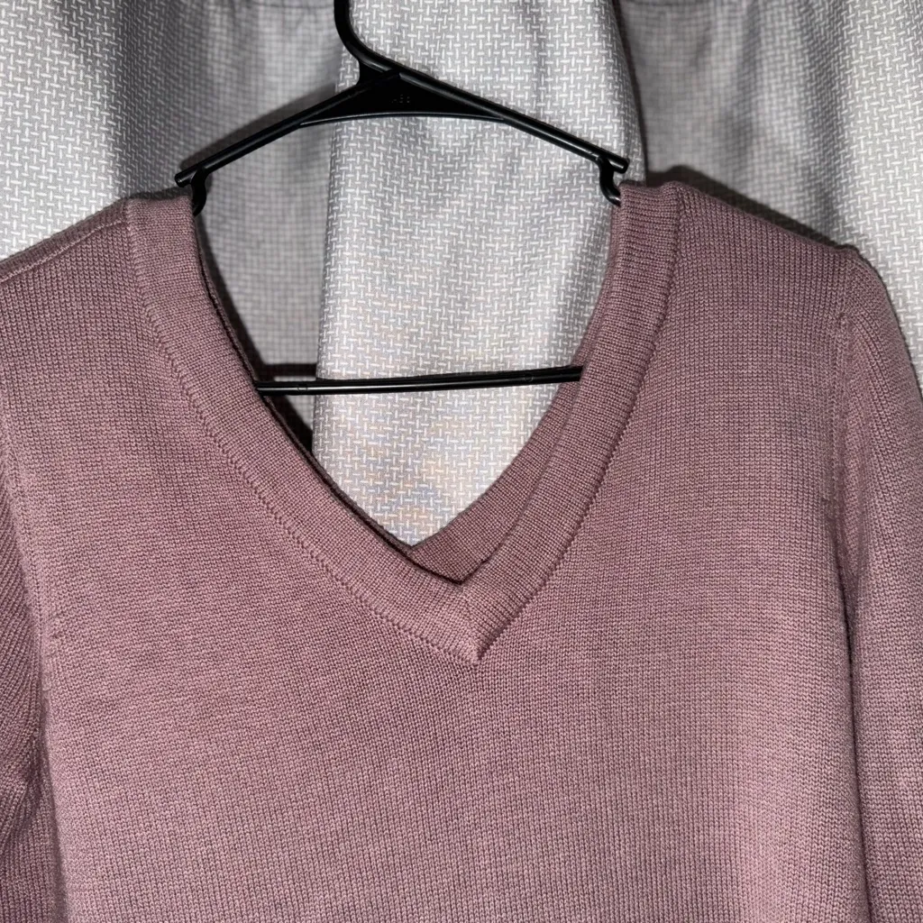 Market & Spruce  Double V-Neck Sweater in Plum Size M New Slightly Off Shoulder - Image 7