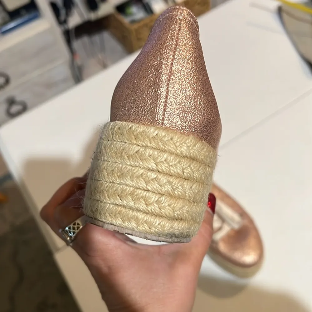 Rose gold glitter espadrilles women’s size 39 lace up Pink - Image 5