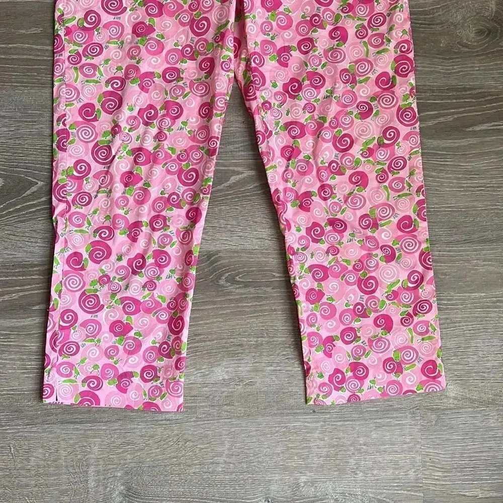 Lilly Pulitzer white label vintage Pink Rolls Royce Snail Print Capris pants - Image 4