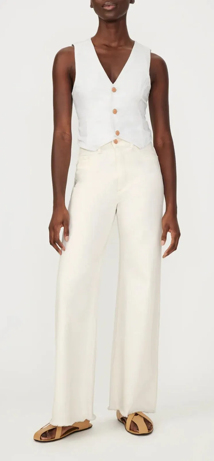 NWT DL1961 Hepburn Wide Leg High Rise Vintage 31" Eggshell Jeans Plus Size 16W - Image 1