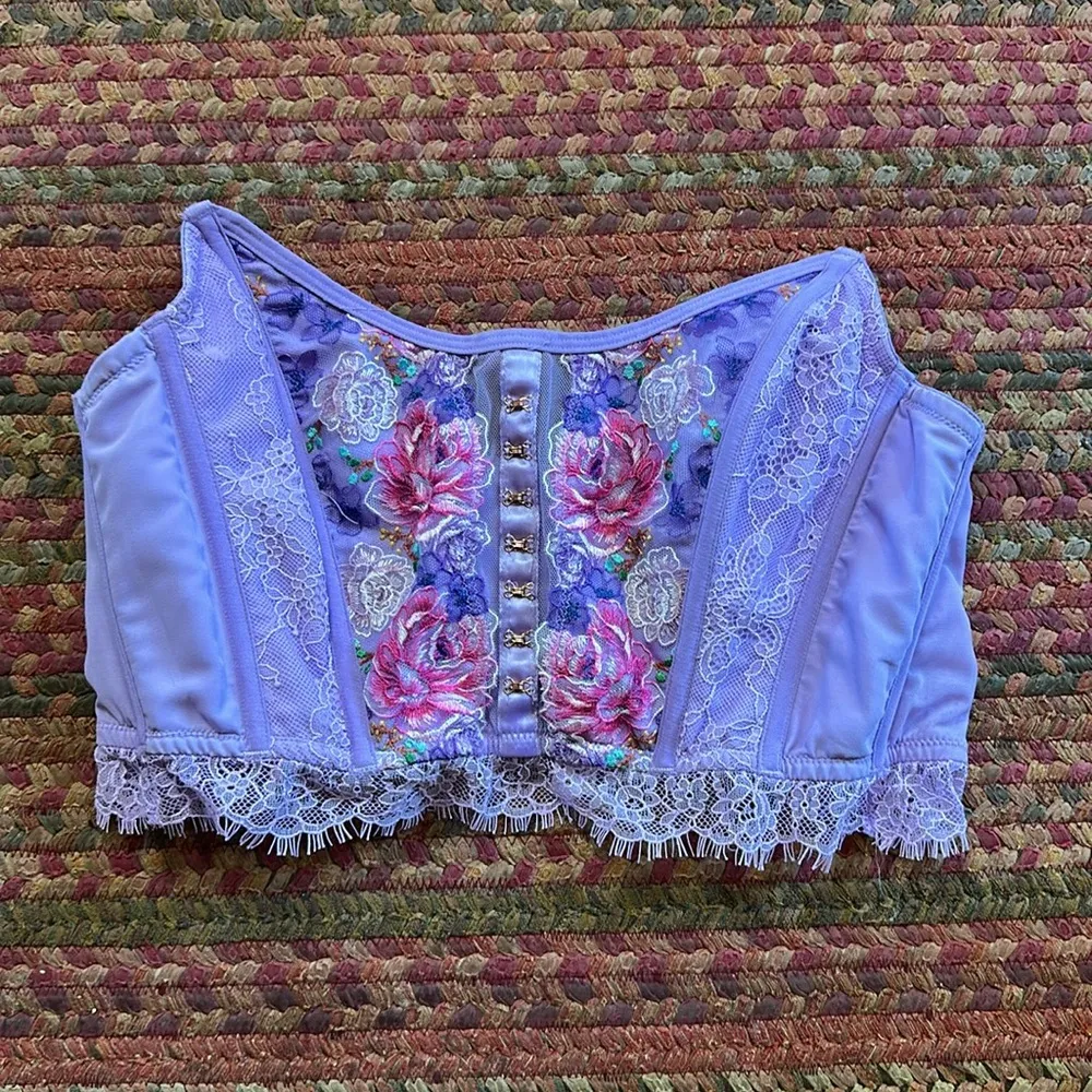 VICTORIAS SECRET DREAM ANGELS PURPLE FLORAL CROP BUSTIER CORSET - Image 4