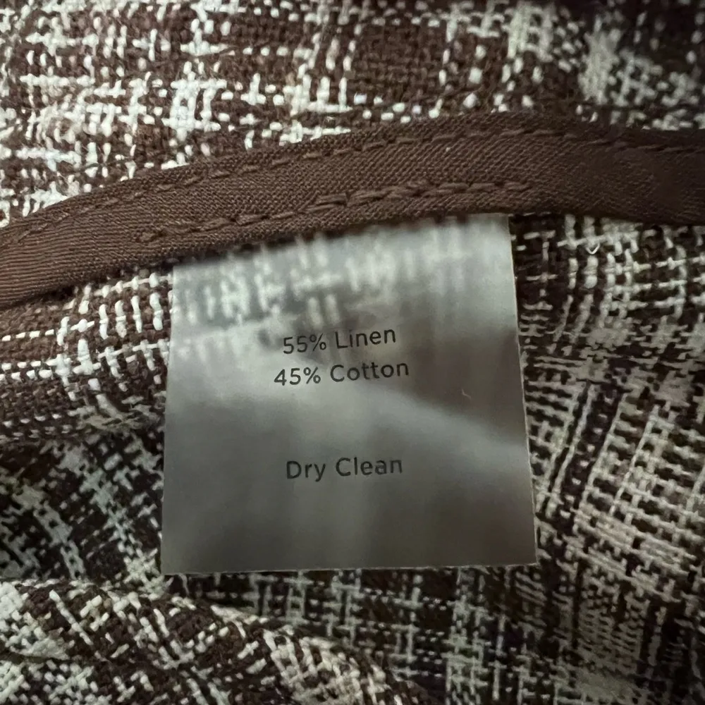 Talbots Linen Cotton Blend Tapered Capri Pants Brown White Petite Size 10 P 10P - Image 7