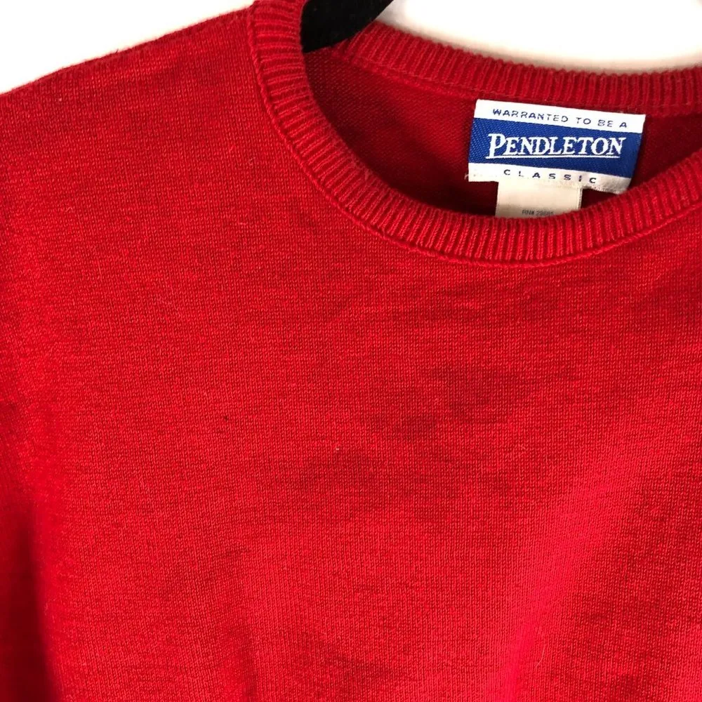 Pendleton Womens Sweater Classic Crew Neck Cotton Short Sleeve Pullover Red L - Image 4