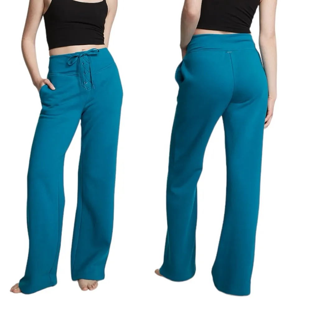 VICTORIA'S SECRET Cotton High-Rise Fleece Wide-Leg Lounge Pants Sweatshirt Set - Image 2