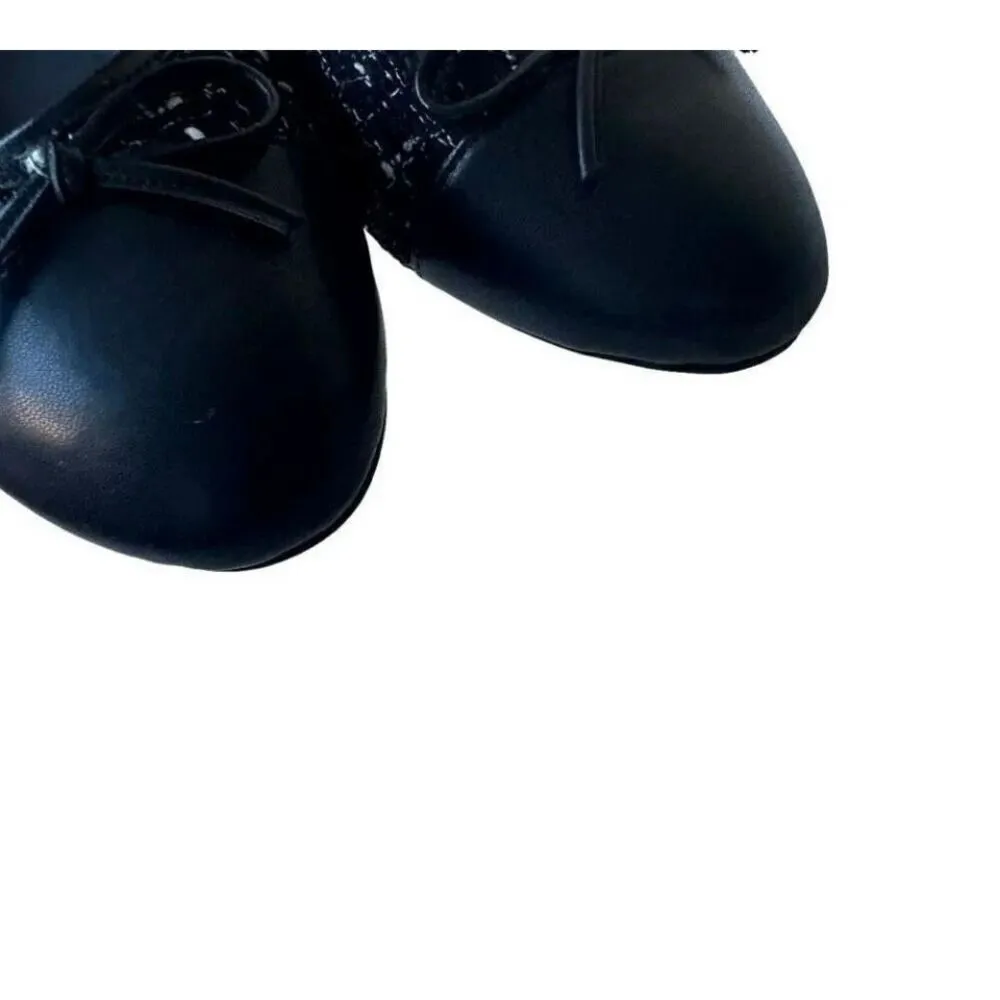 J Crew Black Tweed Ballet Classy Flats Round Toe Bow Women’s Shoes Sz 8.5 - Image 6