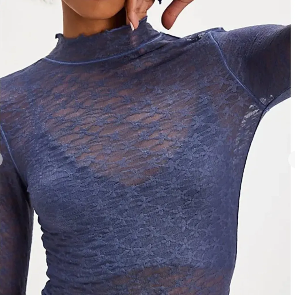 NWT Free People From The Start Mockneck Long Sleeve in Denim Wash - Image 2