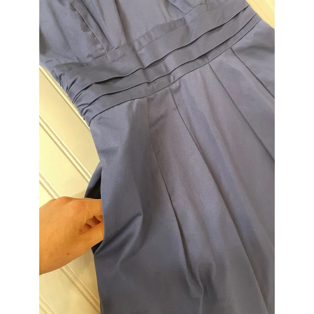 David’s Bridal Twist Y-Neck Halter Mini Fit & Flare Dress Pockets Navy Size 12 - Image 9