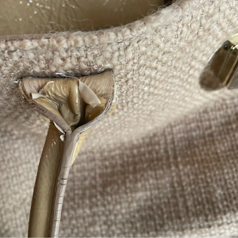 Kate spade tweed wool burlap and patent leather‎ large Slouchy Satchel tote - Image 9