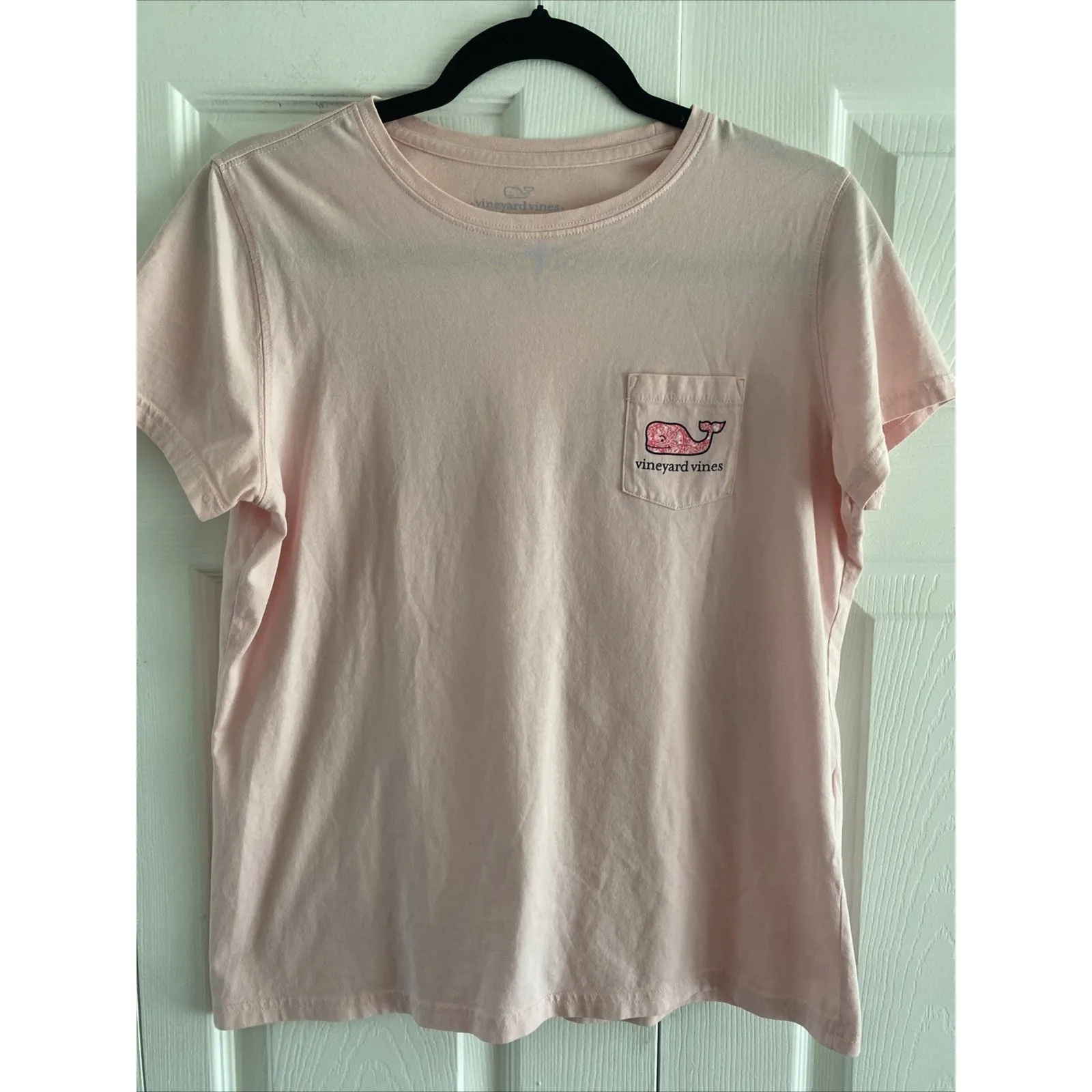 Vineyard Vines Womens Small Pink Pocket Graphic Tee Cotton‎ Sand Dollar Whale - Image 3