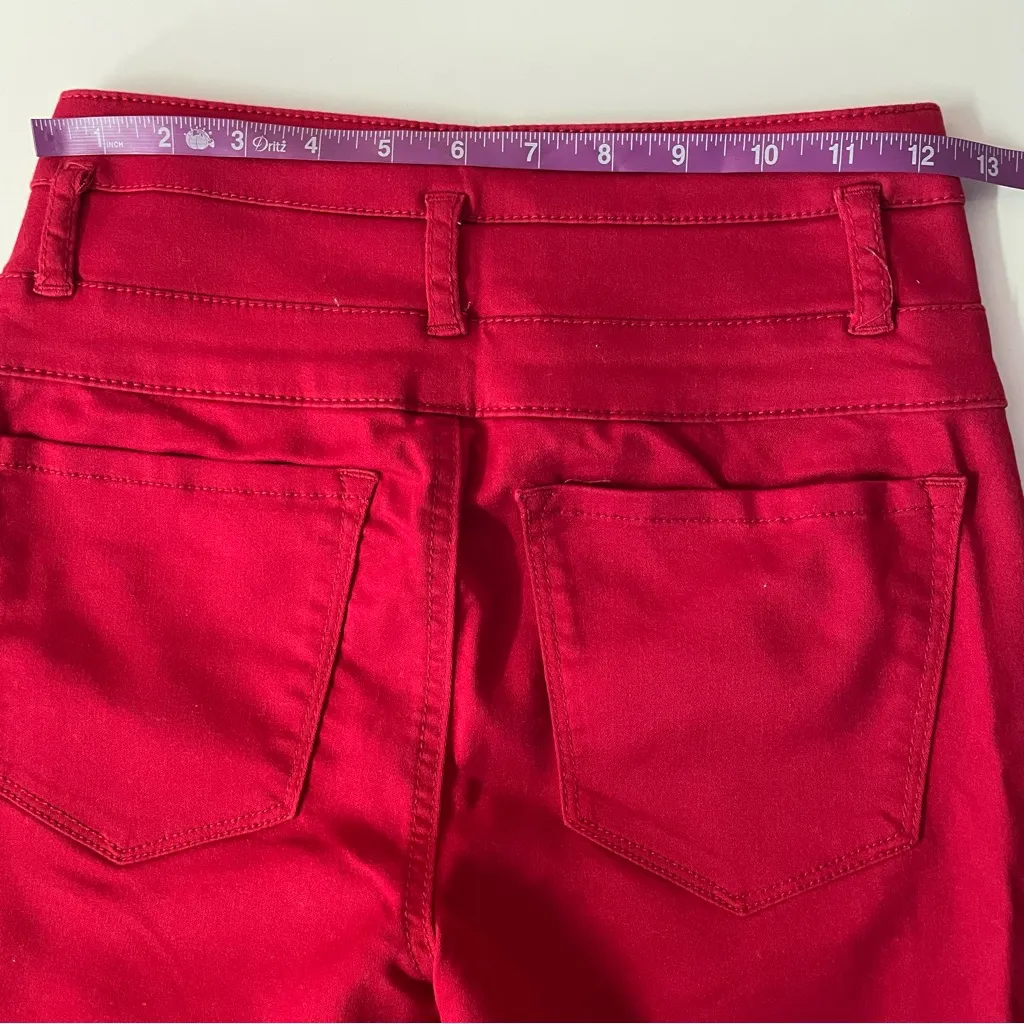 Charlotte Russe Refuge Dark Red 3-Button High Rise Skinny Jeans Size 2 EUC - Image 5