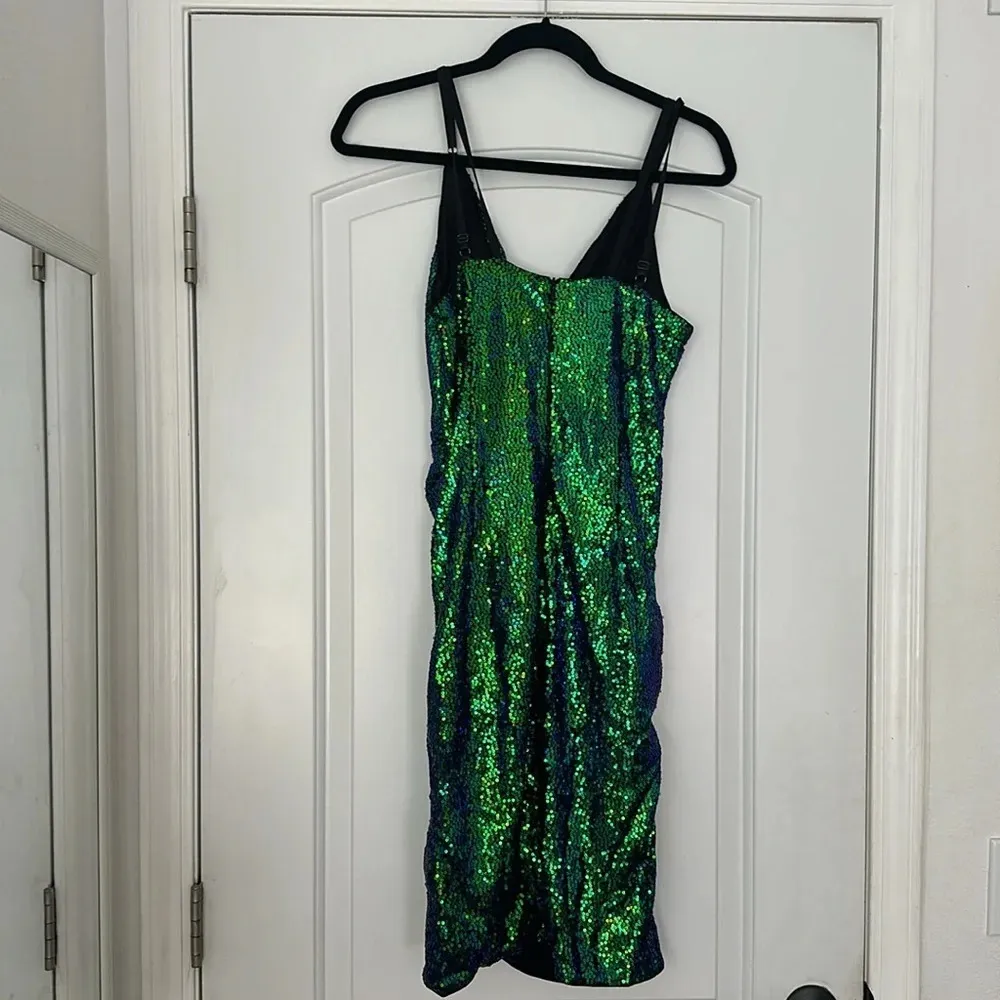 NWT GRACE KARIN Sequin Sparkly Glitter Ruched Wrap V-neck Bodycon Dress Sz S - Image 10