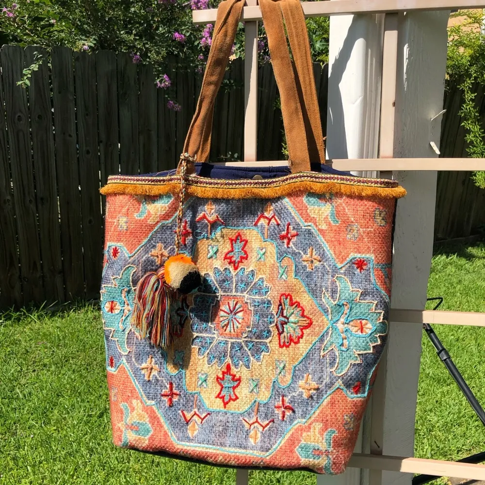 Large A & P Denim Carryall Tote - Image 4