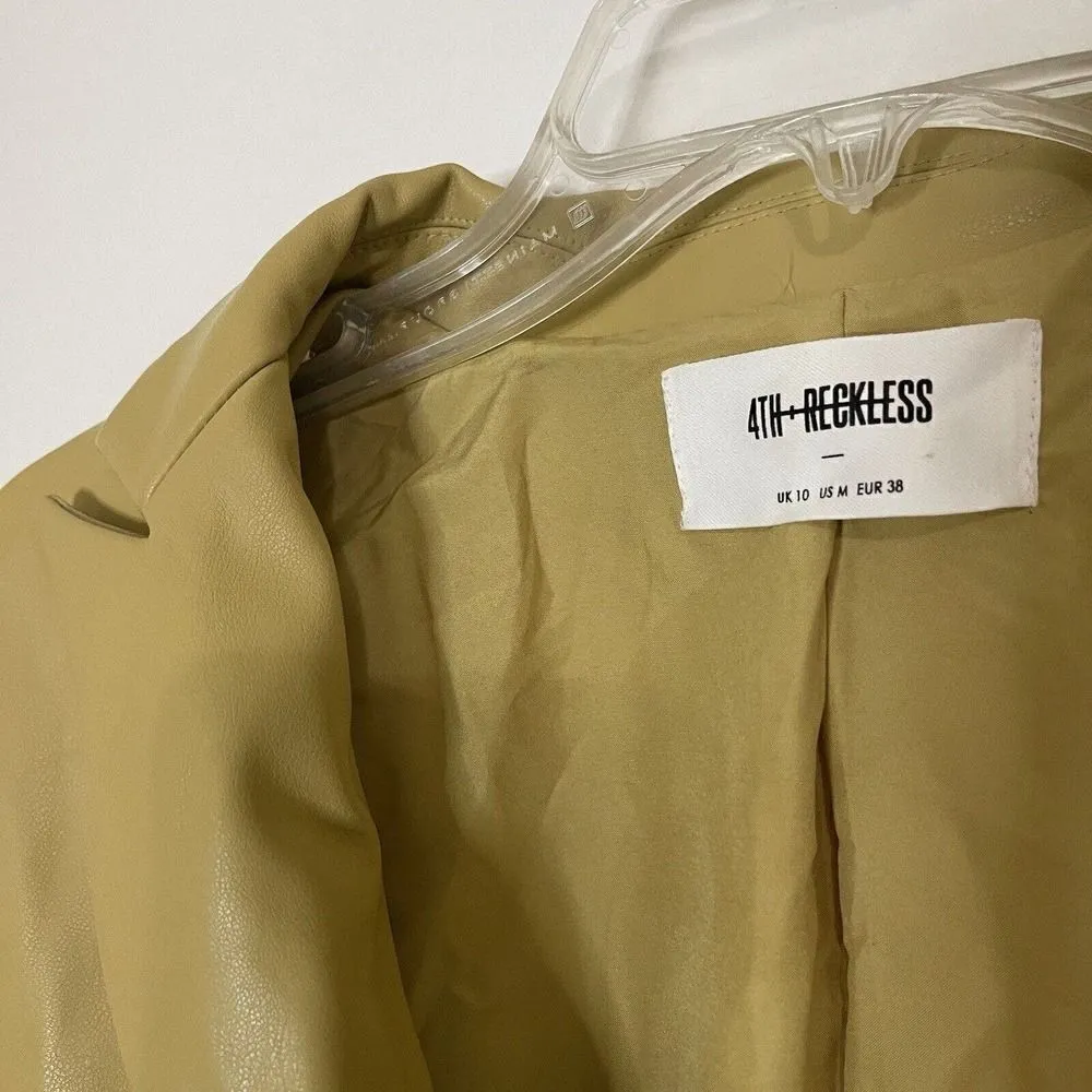 4th & Reckless Karlo Oversize Faux Leather yellow mustard Blazer Jacket Medium - Image 3