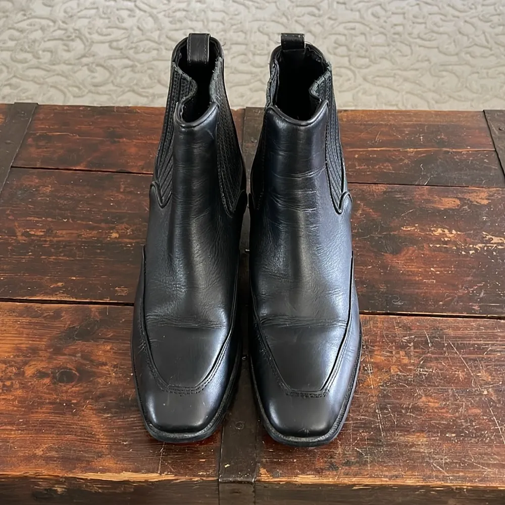 Dingo Black Leather Western Ankle Boots Size 8 - Image 5