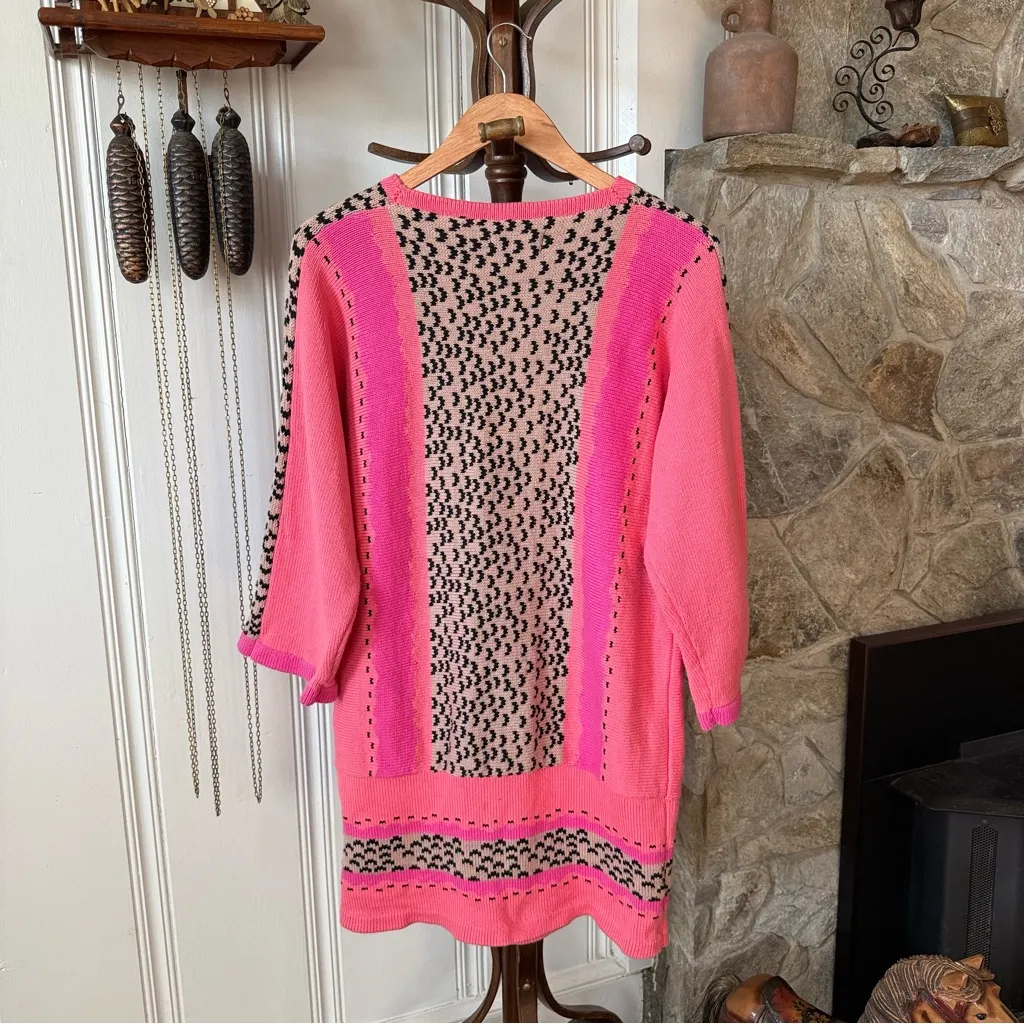 Hilary Bain London Vintage Knit Sweater Dress Pink Size M - Image 6