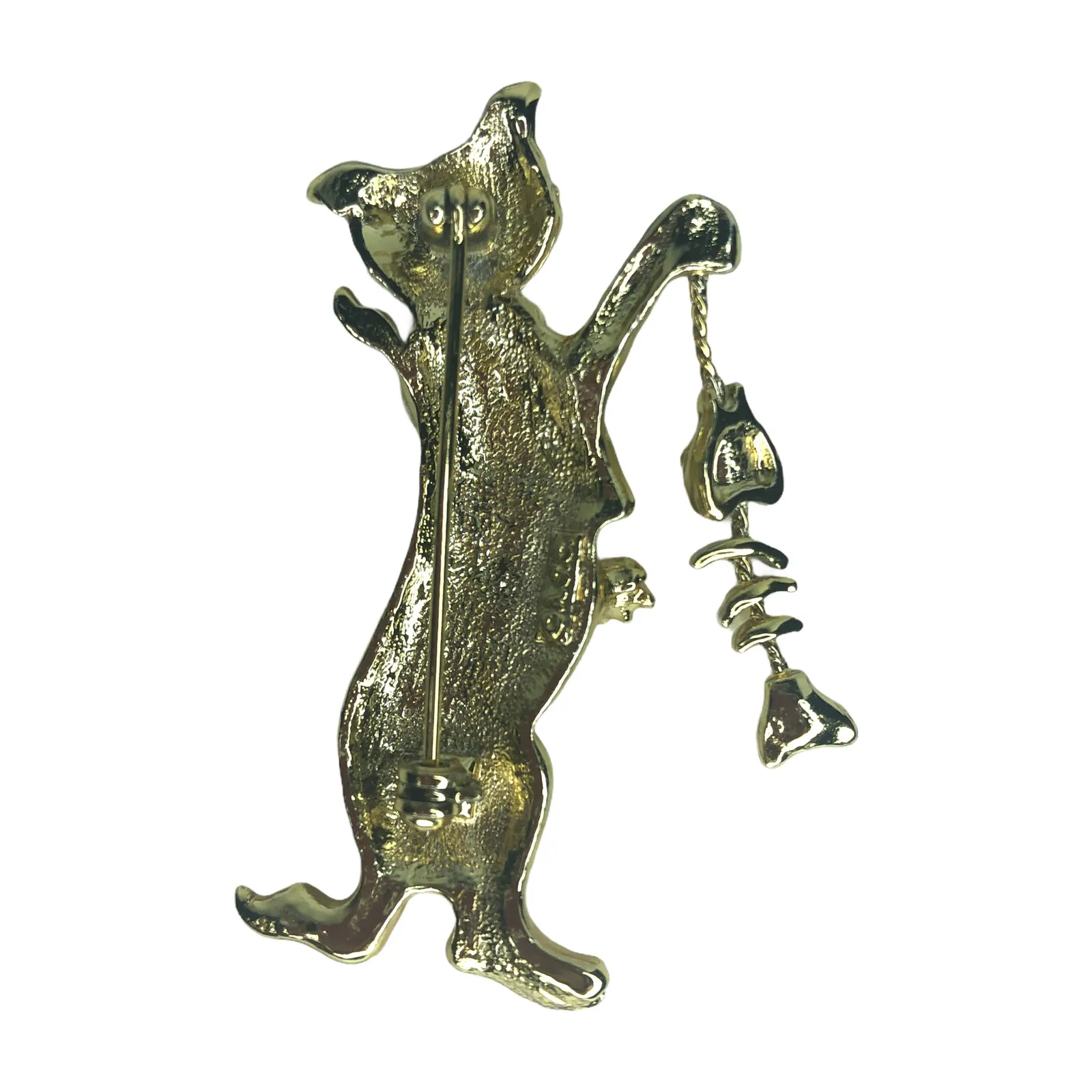 OAJC Cat with Fish Bone Brooch Gold - Image 3