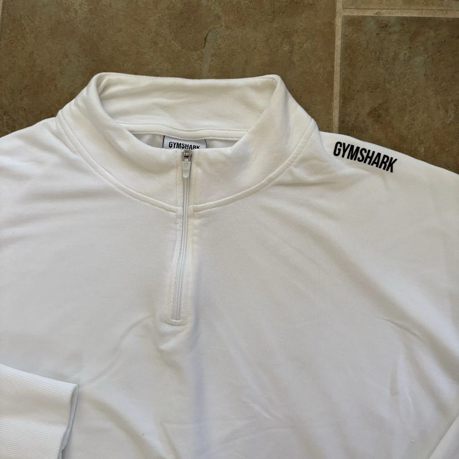 Gymshark  Sweater Womens Size XL Quarter Zip Pullover White Cropped Soft - Image 3