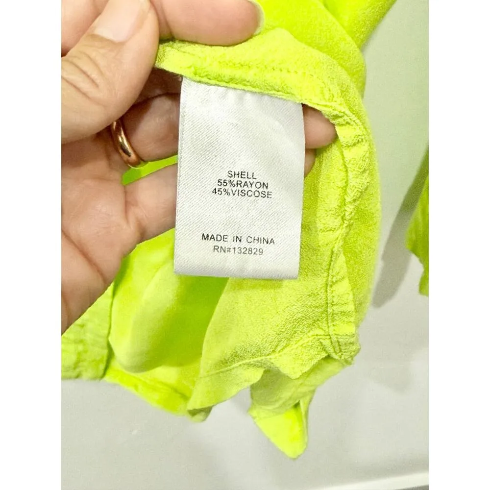Lovers and Friends Strand Button Down Shirt Top Neon Lime Green Women's Size S - Image 5