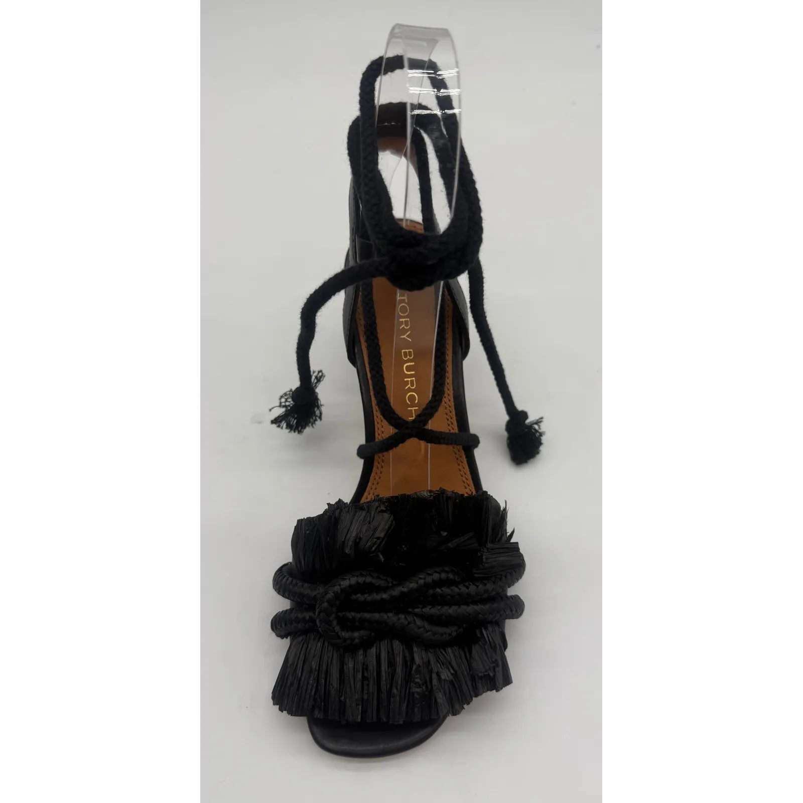 Tory Burch Rope Ankle Tie Sandal in Perfect Black Leather – 65mm, Size 6 - Image 6