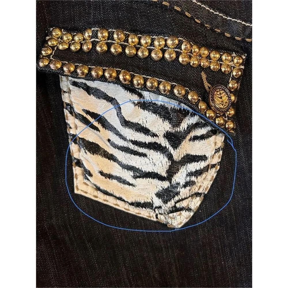 Coogi Jeans Womens Size 15/16 Black White Leopard Print Low Rise Stretch (4715) - Image 8