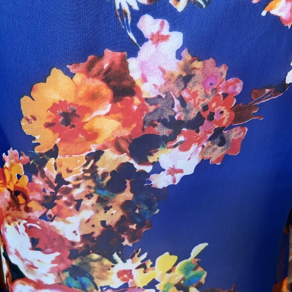 Anthropologie Meadow Rue Sheer Floral Blouse Blue Size XS - Image 5