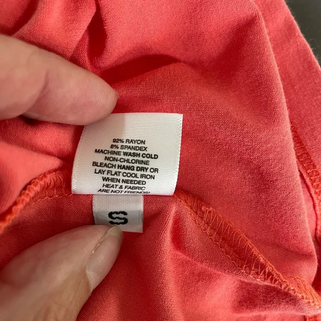 Sonnet James Play Midi Dress White Coral Tan Colorblock 3/4 Sleeve S Orange - Image 8