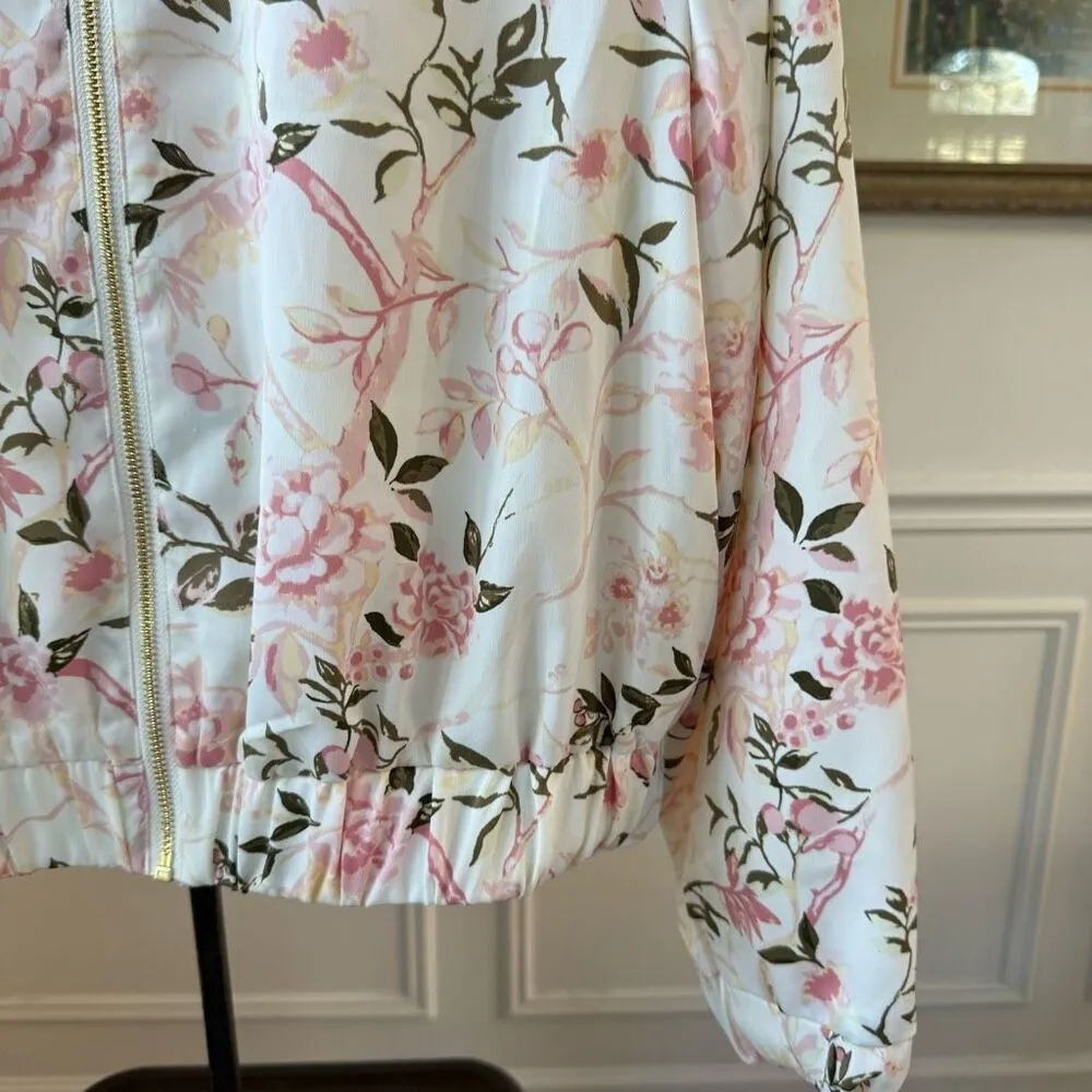 Andrew Marc New York Floral Satin Baseball Jacket M - Image 4