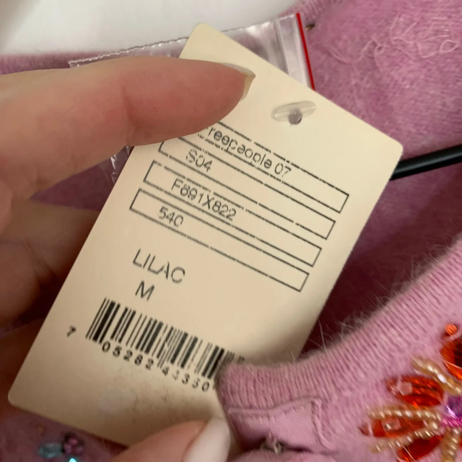 Free People Pink Embroidered Cardigan Sweater Womens Medium New Lilac - Image 11