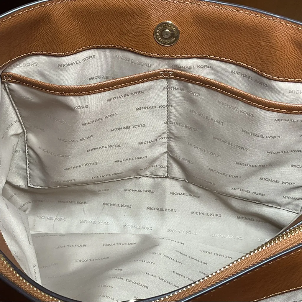 Michael Kors Brown Large Saffiano Leather Satchel - EUC - Image 8