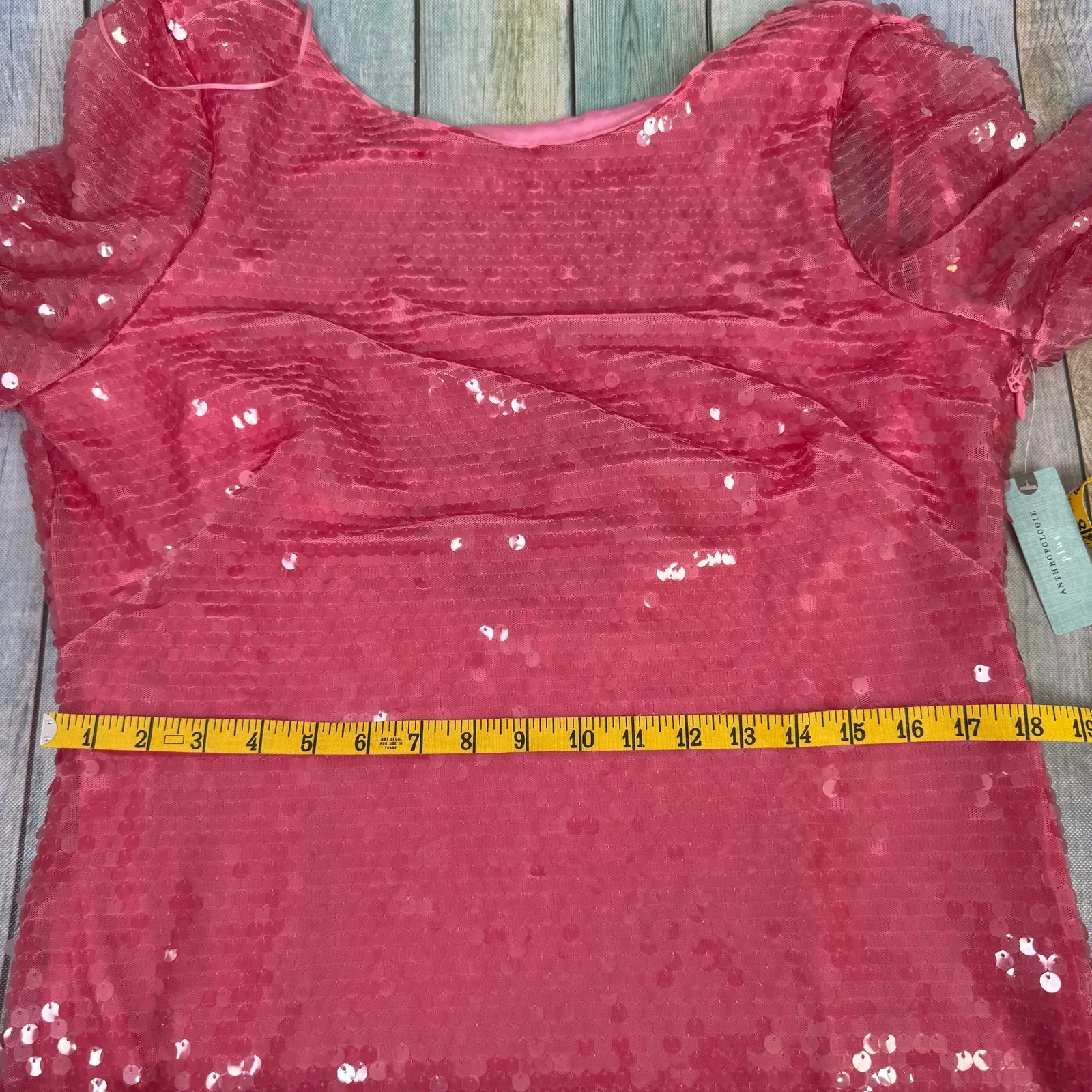 Pink Sequin Drape Back Mini Dress Anthropologie Long Sleeve NEW with Tags 16W - Image 4