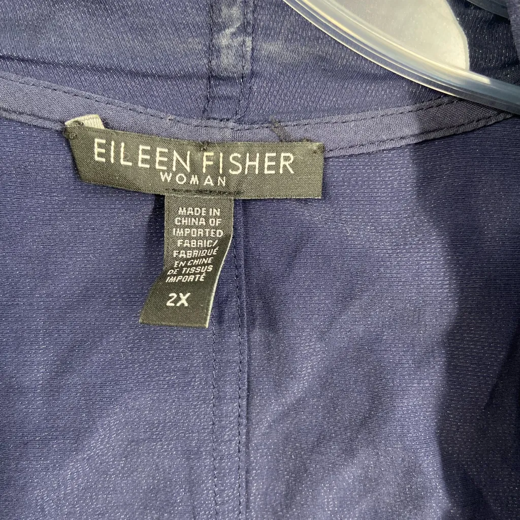 Eileen Fisher Open Jacket, Blue Sparkle, Long fit,‎ Size 2X - Image 3