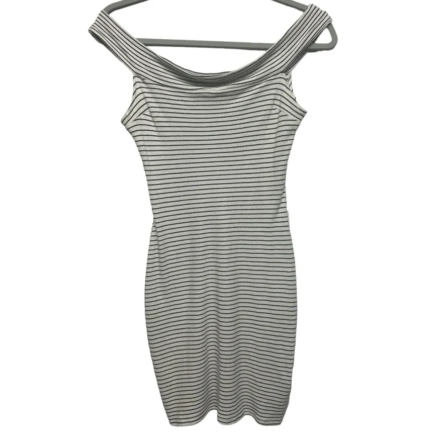 Urban Outfitters UO B& W Striped Stretchy Bodycon Off Shoulder Dress Size S‎ - Image 4