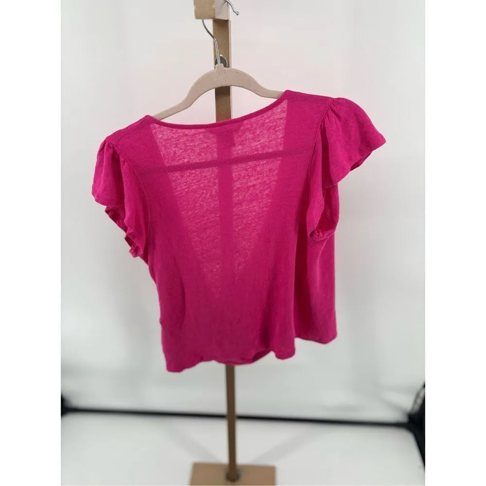 Banana Republic Women’s Short Sleeve Linen Wrap Shirt With Buckle Size Medium - Image 8