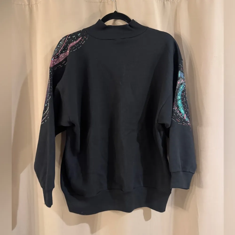 Hand Crafted Vintage Sweatshirt with Colorful Swirl Design - Image 2