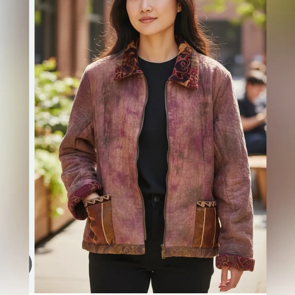 City Girl Silk Ombre Jacket Brown Pink Size M Size M - Image 2