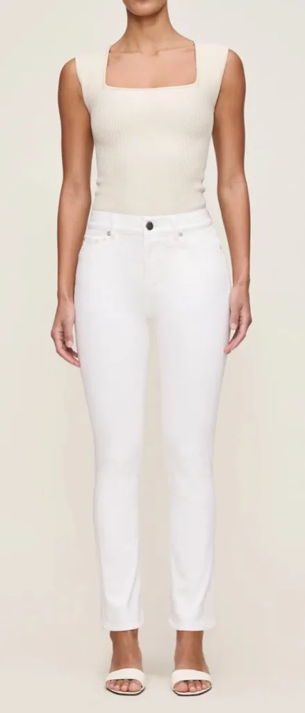 NWT $209 DL1961 Mara Straight Mid Rise Instasculpt Ankle Jeans White SZ-30 - Image 1