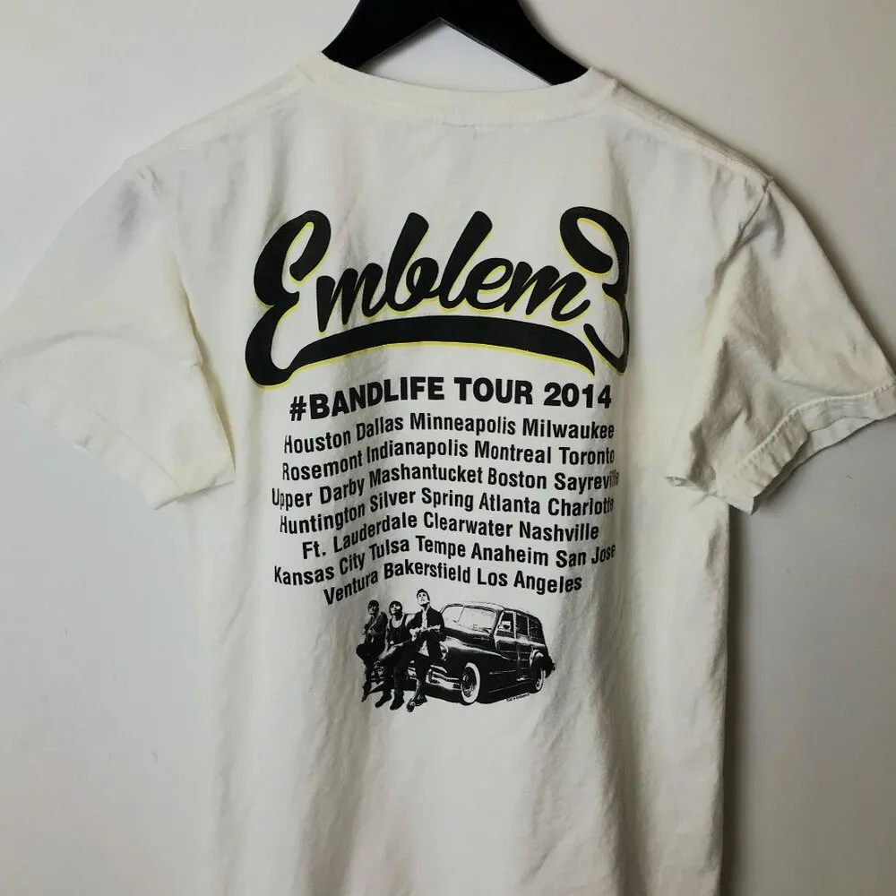 2014 Emblem3 Graphic Tee White Medium M Huntington Beach CA Concert Rap Rock - Image 6