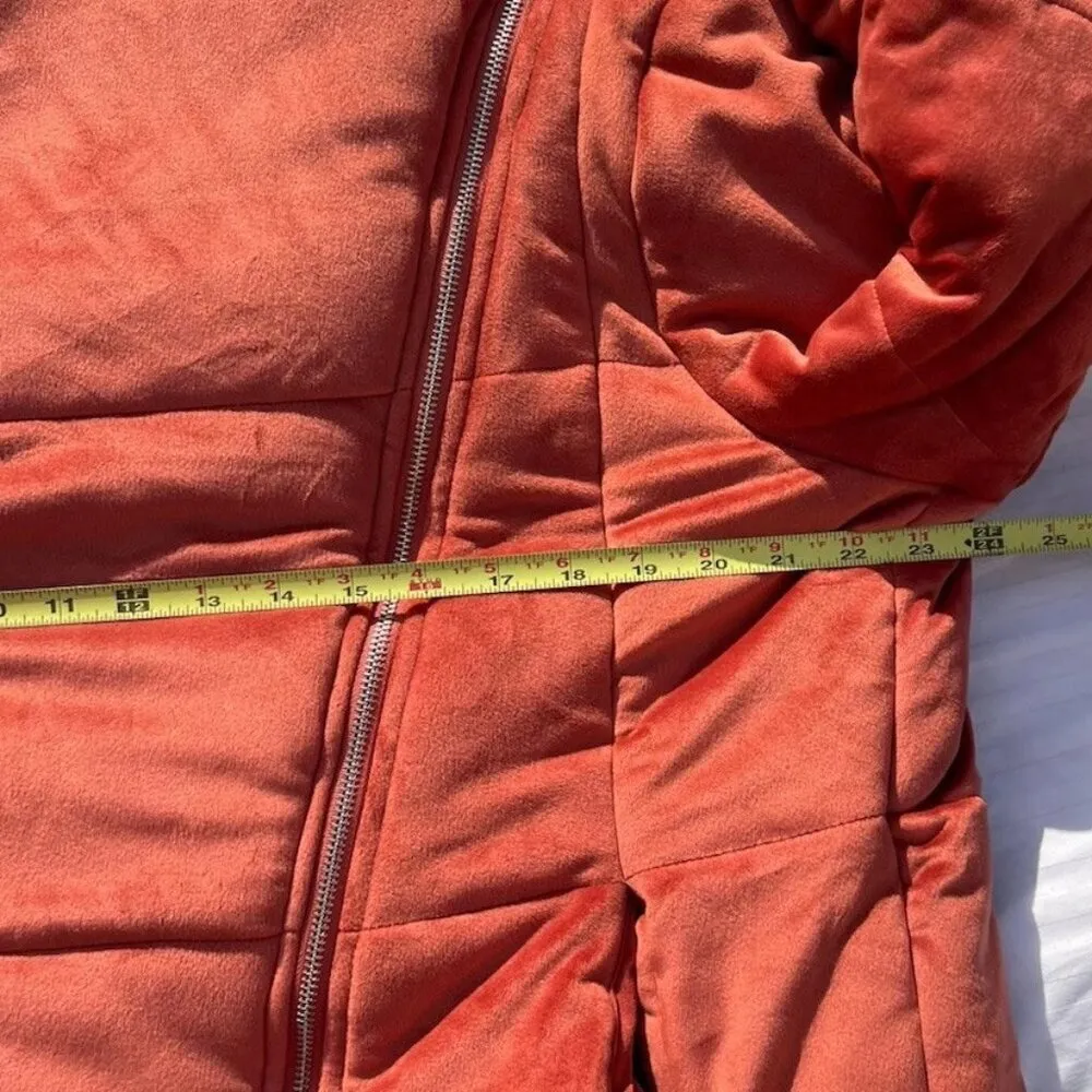 HYFVE Women Copper Orange Bomber Side Zip Lined Cozy Puffer Jacket Sz L - Image 5