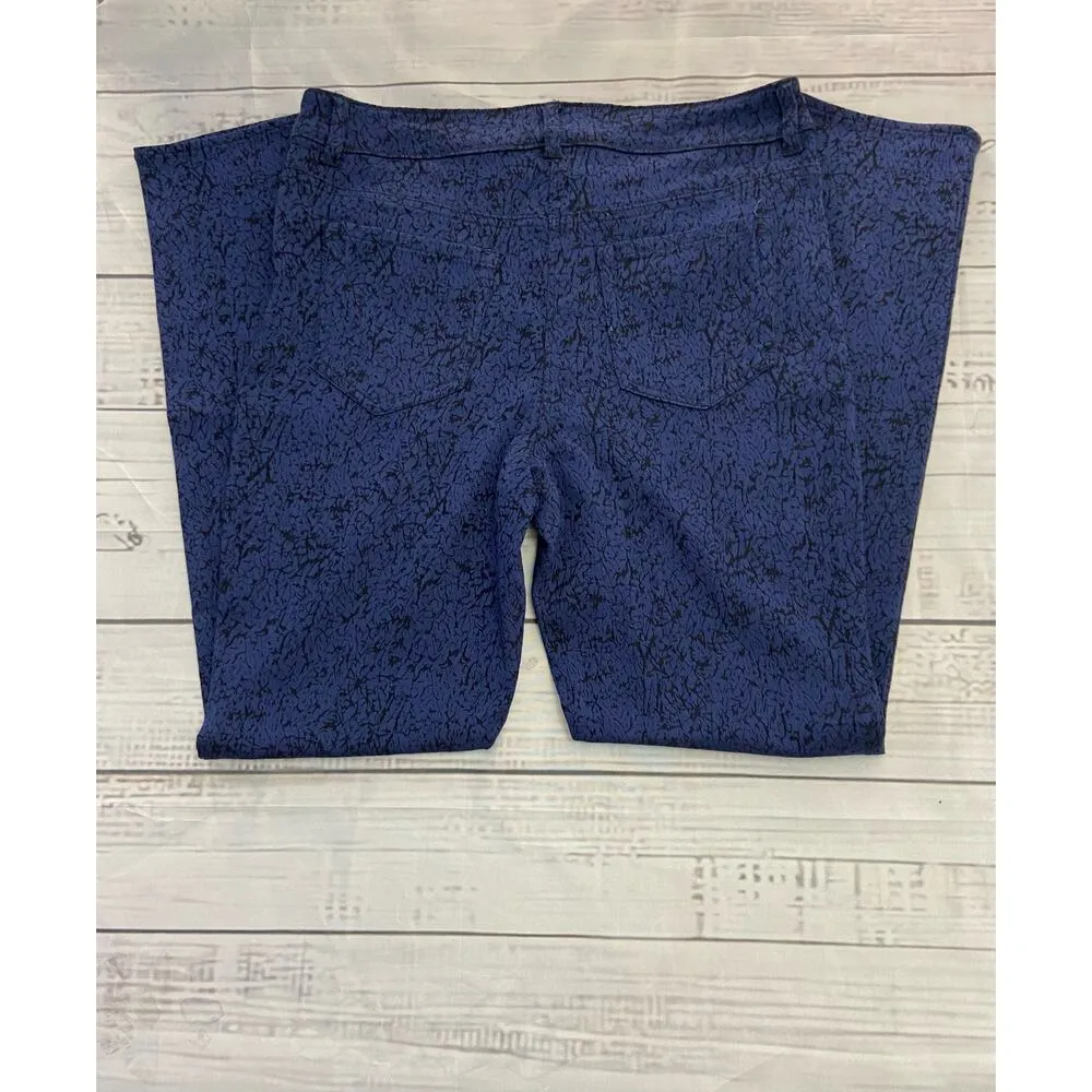 Chicos 0.5 Slim Ankle Pants Womens S 6 Blue Floral Jacquard Jewel Button Stretch - Image 3