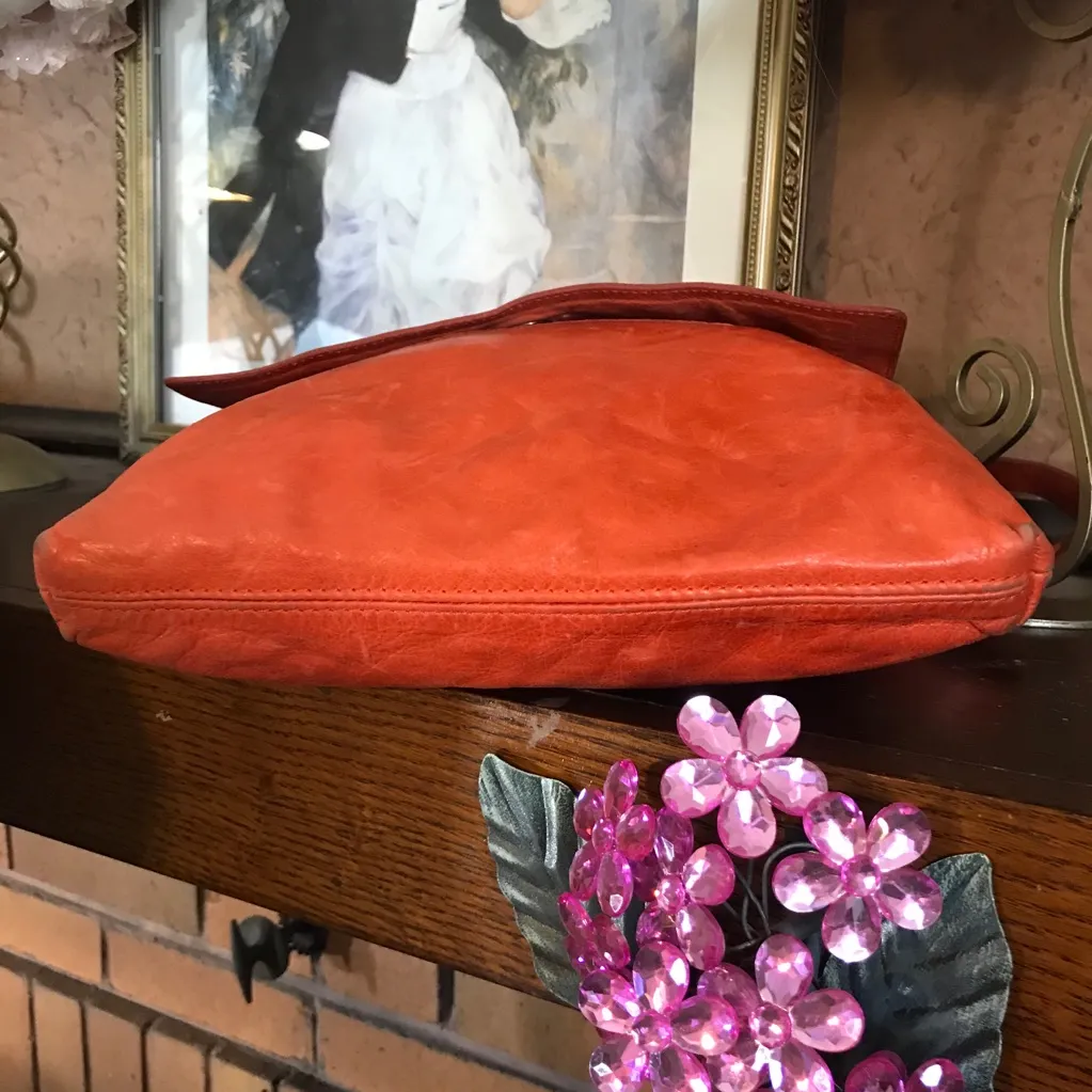 MAURIZIO TAIUTI ORANGE LEATHER CROSSBODY MESSENGER PURSE - Image 8