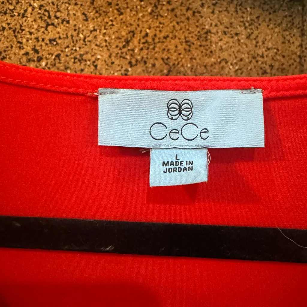 CeCe Red Puff Sleeve Blouse – Size Large – EUC - Image 3