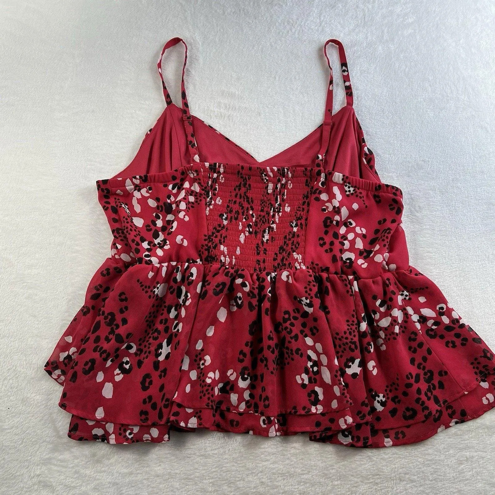 Torrid Plus 1 1X Peplum Chiffon Midi Cami Top Pink Leopard Animal Print Whimsy - Image 10